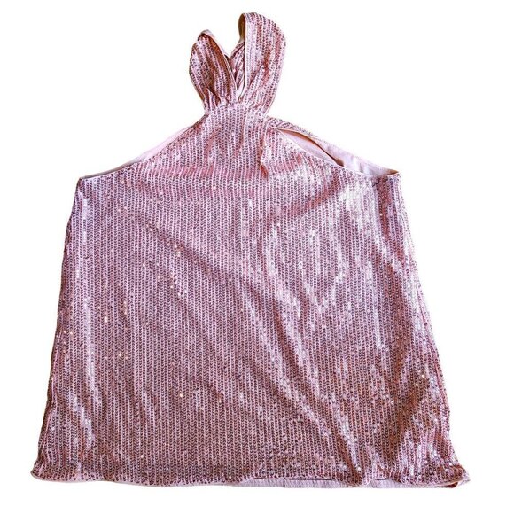 Grace Karin Peachy Pink Keyhole Halter Glitter Sequin Top - Picture 4 of 8